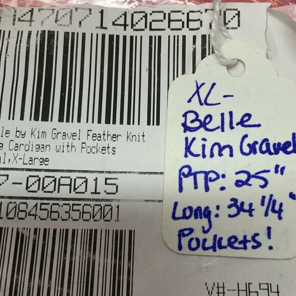 Long Cardigan with Pockets Belle by Kim Gravel Feather Knit $64 QVC -CORAL - Picture 13 of 13